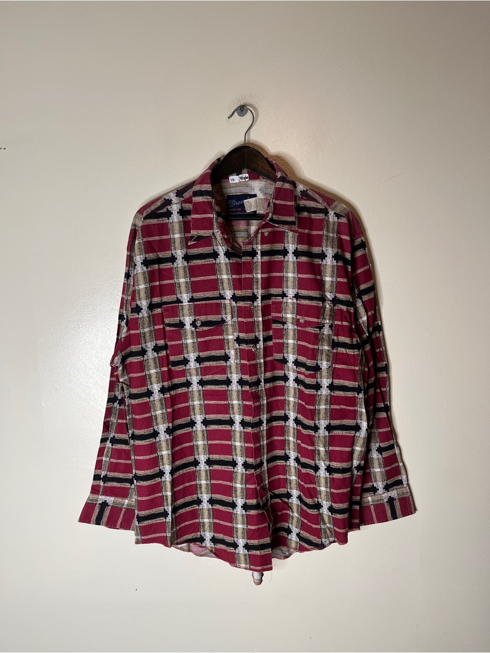 Vintage Wrangler X-Long Tails Western Button Long Sleeve Shirt Mens Size XL
